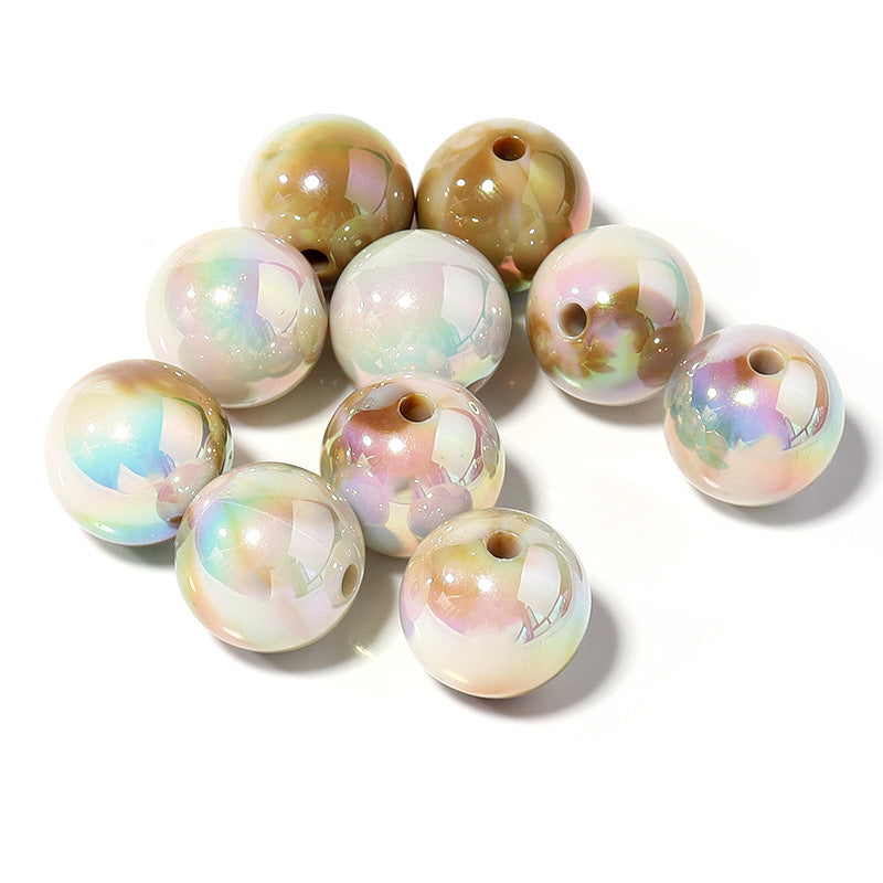 Wholesale Beads 16MM Acrylic Colorful Glass Round Straight Hole Beads 10pcs DIY OLY-BDS-JS001